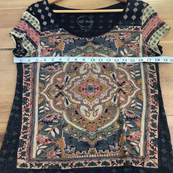 Lucky Brand Multicolor Navy Persian Carpet Graphic T-Shirt Women's Size Small S - Picture 9 of 9